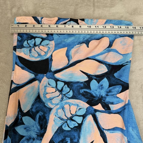 NEW ASOS DESIGN Strapless Maxi Dress Womens 12 Blue Tropical Floral Sundress - Picture 6 of 9